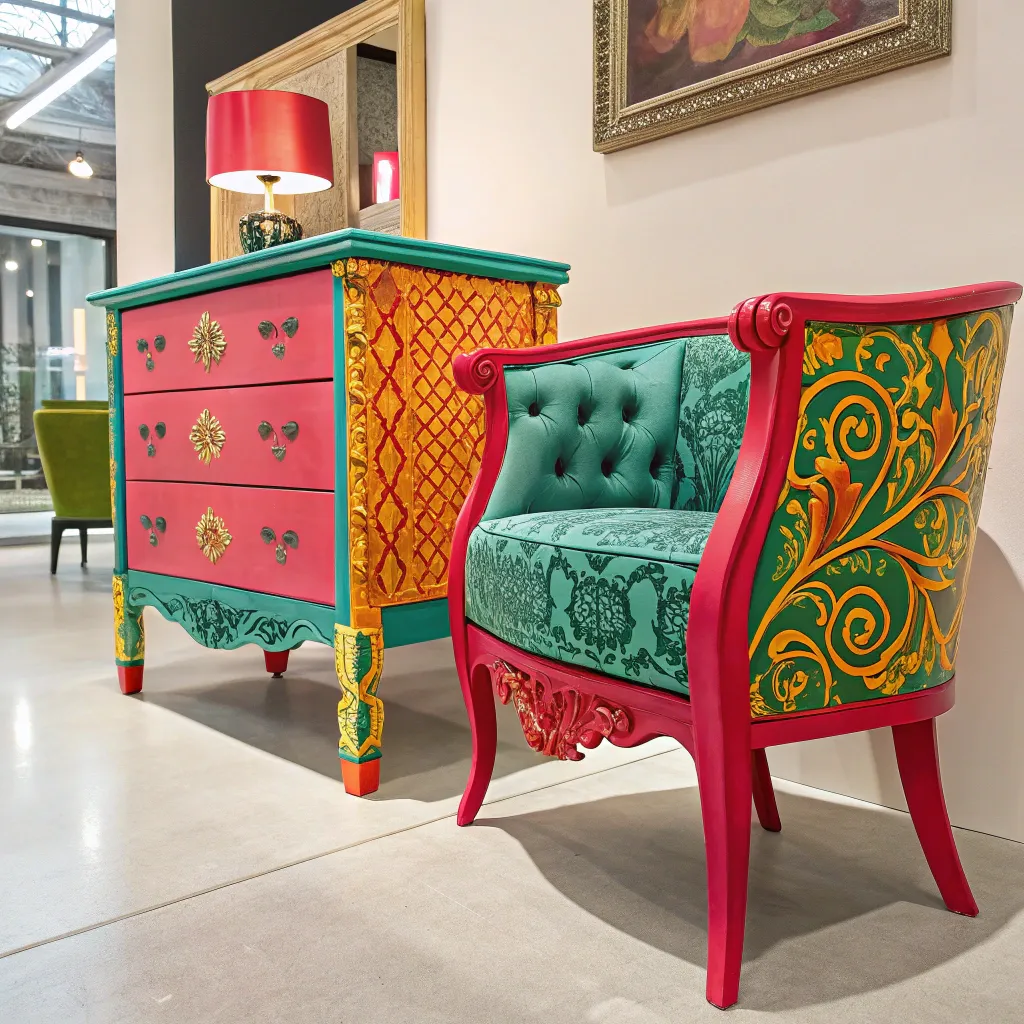 Artistic furniture with vibrant colors